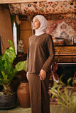 The Akar Kita Women Kedah Blouse Top - Brown Dash