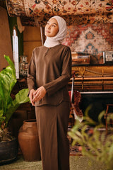 The Akar Kita Women Kedah Blouse Top - Brown Dash