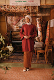 The Akar Kita Women Kurung Riau Top - Maroon Dust