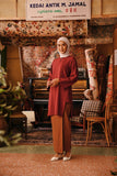 The Akar Kita Women Kurung Riau Top - Maroon Dust