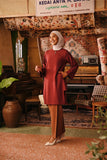 The Akar Kita Women Kurung Riau Top - Maroon Dust