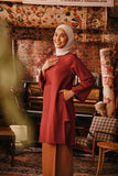 The Akar Kita Women Kurung Riau Top - Maroon Dust