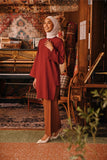 The Akar Kita Women Kurung Riau Top - Maroon Dust