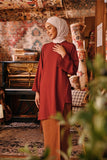 The Akar Kita Women Kurung Riau Top - Maroon Dust