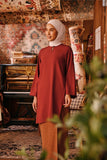 The Akar Kita Women Kurung Riau Top - Maroon Dust