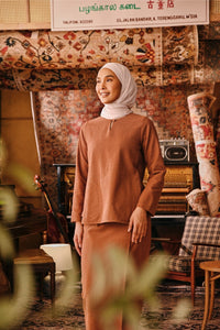 The Akar Kita Women Kedah Blouse Top - Brownflux