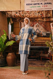 The Akar Kita Women Kurung Riau Top - Blue Square