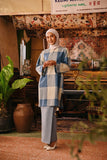 The Akar Kita Women Kurung Riau Top - Blue Square