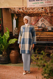 The Akar Kita Women Kurung Riau Top - Blue Square