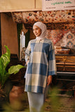 The Akar Kita Women Kurung Riau Top - Blue Square