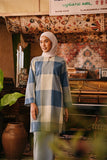 The Akar Kita Women Kurung Riau Top - Blue Square