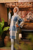 The Akar Kita Women Kurung Riau Top - Blue Square