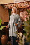 The Akar Kita Women Kurung Riau Top - Gray Mist