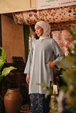 The Akar Kita Women Kurung Riau Top - Gray Mist