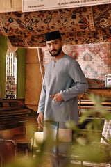 The Akar Kita Men Baju Melayu Teluk Belanga - Silver Blue