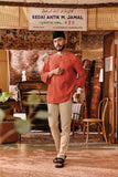 The Akar Kita Men 3/4 Sleeve Kurta - Red Dash