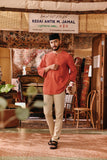 The Akar Kita Men 3/4 Sleeve Kurta - Red Dash