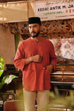 The Akar Kita Men 3/4 Sleeve Kurta - Red Dash