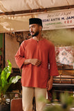 The Akar Kita Men 3/4 Sleeve Kurta - Red Dash