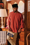 The Akar Kita Men 3/4 Sleeve Kurta - Red Dash