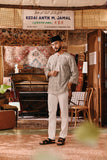 The Akar Kita Men 3/4 Sleeve Kurta - Nature Linen