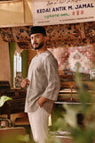 The Akar Kita Men 3/4 Sleeve Kurta - Nature Linen