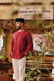 The Akar Kita Men 3/4 Sleeve Kurta - Ruby Harvest