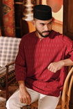 The Akar Kita Men 3/4 Sleeve Kurta - Ruby Harvest