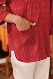 The Akar Kita Men 3/4 Sleeve Kurta - Ruby Harvest