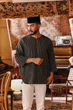 The Akar Kita Men 3/4 Sleeve Kurta - Black Streak