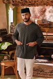 The Akar Kita Men 3/4 Sleeve Kurta - Black Streak