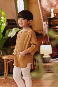 The Akar Kita 3/4 Sleeve Kurta - Nature Gold