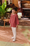 The Akar Kita 3/4 Sleeve Kurta - Nature Scarlet