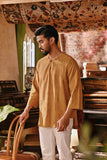 The Akar Kita Men 3/4 Sleeve Kurta - Nature Gold