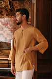 The Akar Kita Men 3/4 Sleeve Kurta - Nature Gold