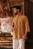 The Akar Kita Men 3/4 Sleeve Kurta - Nature Gold