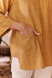 The Akar Kita Men 3/4 Sleeve Kurta - Nature Gold