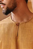 The Akar Kita Men 3/4 Sleeve Kurta - Nature Gold