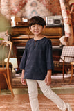 The Akar Kita 3/4 Sleeve Kurta - Nature Navy