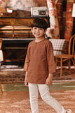 The Akar Kita 3/4 Sleeve Kurta - Brownflux