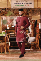 The Akar Kita Men Baju Melayu Teluk Belanga - Burgundy