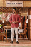 The Akar Kita Men 3/4 Sleeve Kurta - Nature Scarlet