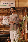 The Akar Kita Men 3/4 Sleeve Kurta - Verdant Grid