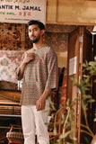 The Akar Kita Men 3/4 Sleeve Kurta - Verdant Grid