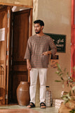 The Akar Kita Men 3/4 Sleeve Kurta - Verdant Grid