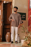 The Akar Kita Men 3/4 Sleeve Kurta - Verdant Grid