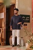 The Akar Kita Men 3/4 Sleeve Kurta - Ocean Streak