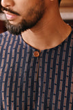 The Akar Kita Men 3/4 Sleeve Kurta - Ocean Streak