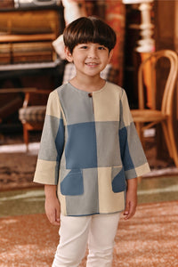 The Akar Kita 3/4 Sleeve Kurta - Blue Square