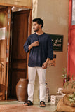 The Akar Kita Men 3/4 Sleeve Kurta - Nature Navy